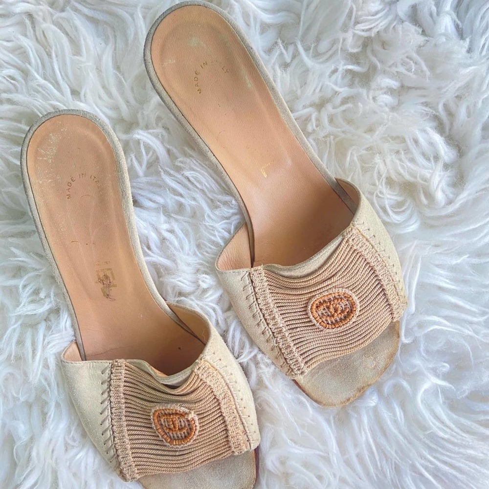Authentic Tweed Beaded Chanel Heels in a Size 5